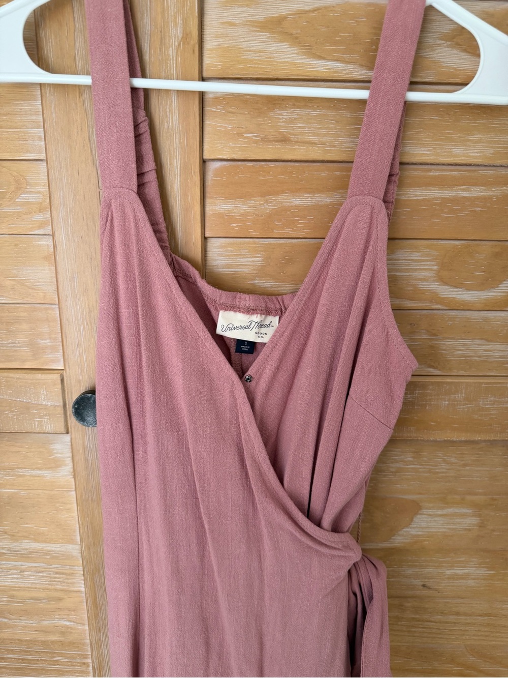 Universal Thread Mauve/Pink Mini Wrap Dress Linen/Viscose - Picture 2 of 3